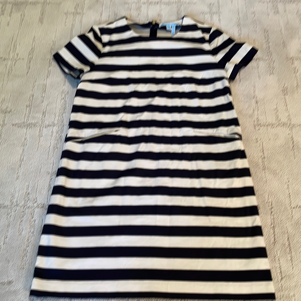Draper James Nautical Navy & White Striped Mini Dress, With Pockets, Sz. 8